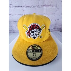 Ptitsburgh Pirates Yellow New Era Main Logo Hat Mens 7 1/8 New w/ Sticker